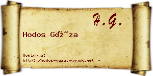 Hodos Géza névjegykártya